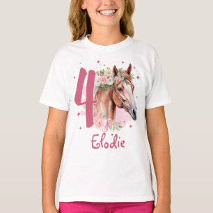 4. Geburtstag Mädchen Pferd Pastellrosa Vier Jahre T-Shirt