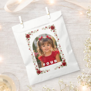4. Geburtstag Mitgebs-Tasche Mädchen mit Foto Geschenktütchen