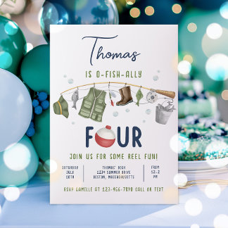 4. Geburtstag O-Fish-Ally Vier Geburtstag Einladung