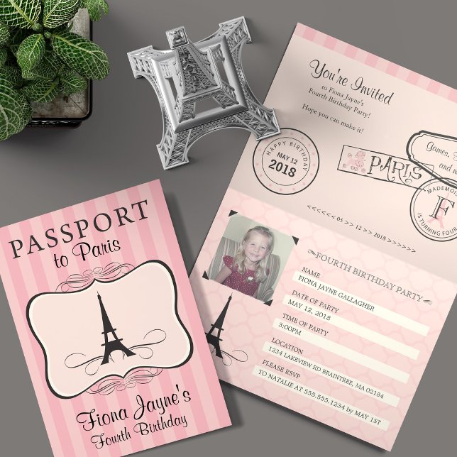 4. Geburtstag Paris Passport Einladung (Von Creator hochgeladen)