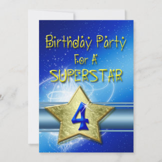 4. Geburtstag Party Einladung für einen Superstar.
