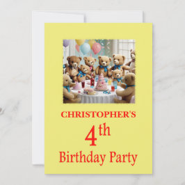 4. Geburtstag Party Einladung Teddy Bears Party