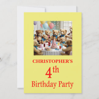 4. Geburtstag Party Einladung Teddy Bears Party