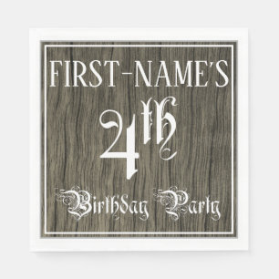 4. Geburtstag Party — Extravagante Schrift, Imitat Serviette