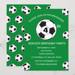 4. Geburtstag Party Fußball Grüne Boys Sport Einladung