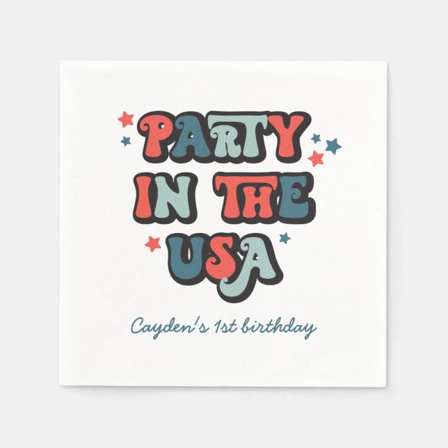 4. Geburtstag Party in den USA Einladung Serviette (Vorderseite)