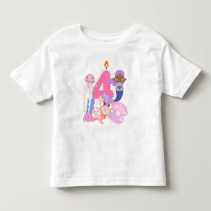 4. Geburtstag Pastell-Meerjungfrau & Meerestiere  Kleinkind T-shirt