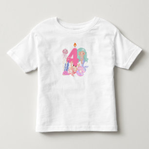 4. Geburtstag Pastell-Meerjungfrau & Meerestiere Kleinkind T-shirt