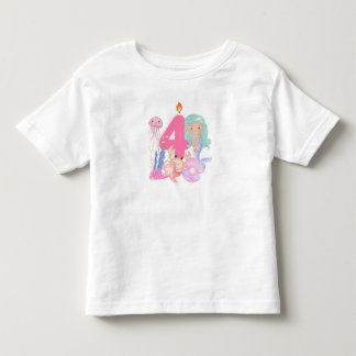4. Geburtstag Pastell-Meerjungfrau & Meerestiere Kleinkind T-shirt