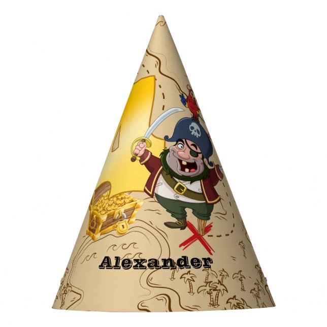 4. Geburtstag Pirate Treasmap Partyhütchen (Vorderseite)