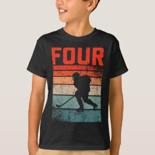 4. Geburtstag Retro Eishockey 4 Jahre Junge Mädche T-Shirt