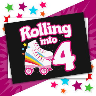 4. Geburtstag Rollschuhlaufen 4 Jahre alt Skate Postkarte