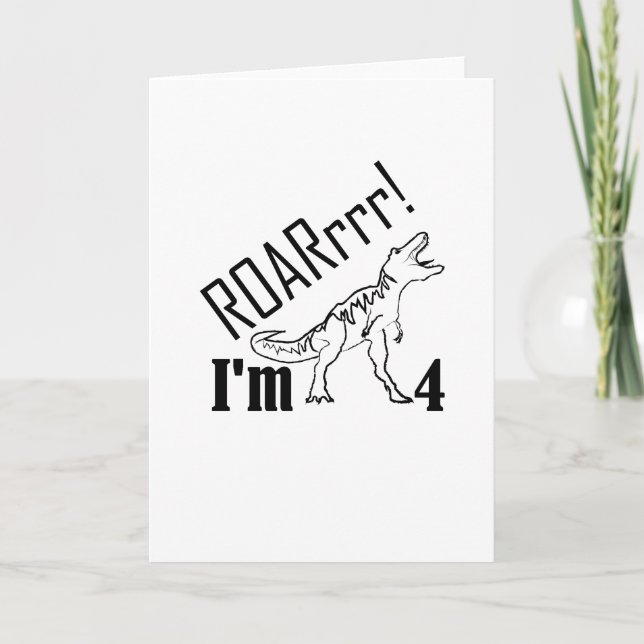 4. Geburtstag scherzt Dinosaurier-Geschenk für Karte (Vorderseite)
