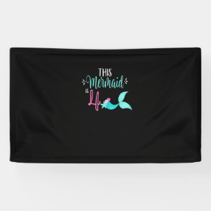 4. Geburtstag Shirt Mermaid Girl Party Niedlich DI Banner