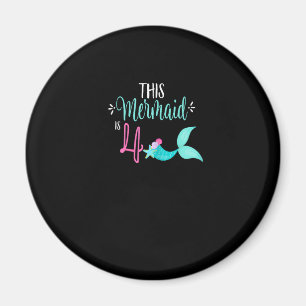 4. Geburtstag Shirt Mermaid Girl Party Niedlich DI Magnet