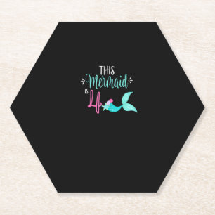 4. Geburtstag Shirt Mermaid Girl Party Niedlich DI Untersetzer