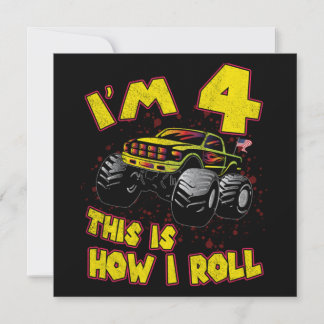4. Geburtstag So Roll ich Monster Truck Geschenk Einladung