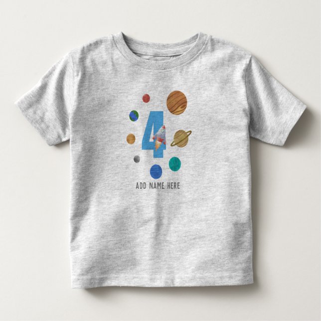 4. Geburtstag Sonnensysteme Planeten Kleinkind T-shirt (Vorderseite)
