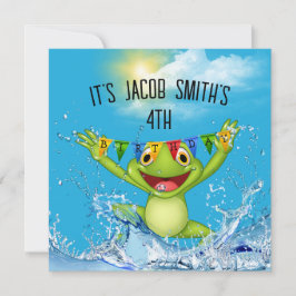 4. Geburtstag Springfrosch im Wasser Einladung