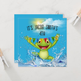 4. Geburtstag Springfrosch im Wasser Einladung