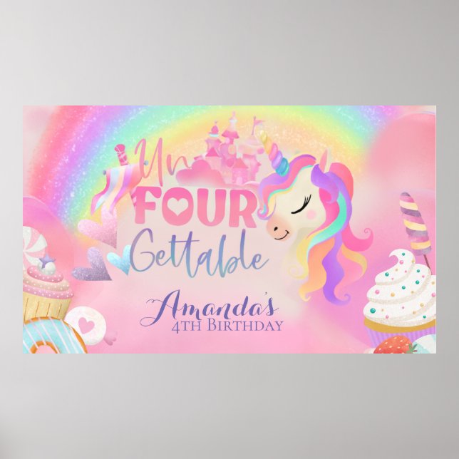 4. Geburtstag Unvergessliches Banner Poster (Vorne)
