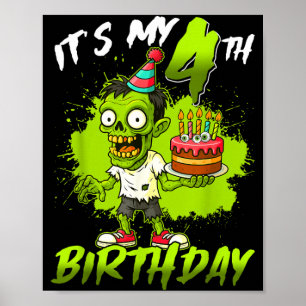 4. Geburtstag Zombie 4 Jahre alt Frohes Halloween Poster