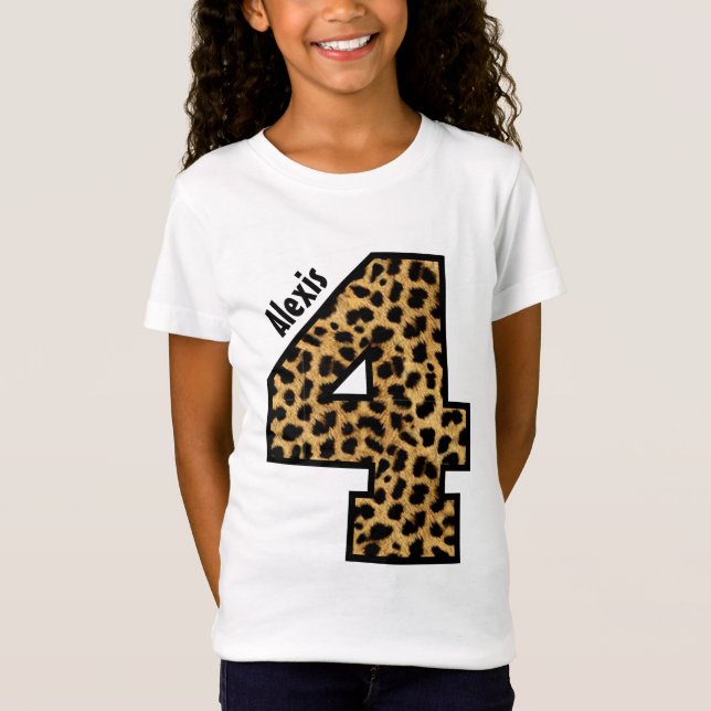 4. Geburtstags-Leopard-vierjährlicher T-Shirt (Vorderseite)