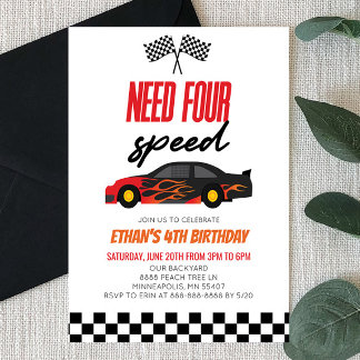 4. Geburtstags-Party für Red Flame Car Einladung