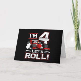 4. Geburtstags-Rennwagen 4 Jahre alt Lass uns roll Einladung
