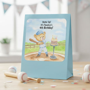 4. Geburtstags-Tee-Ball-Teddybär-Baseball Quadratischer Aufkleber