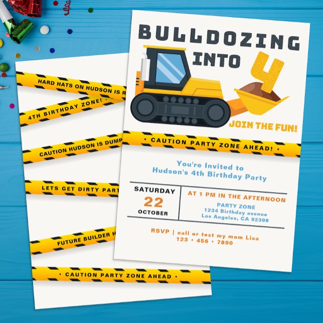 4. Geburtstagsbau - Party Einladung (4TH Birthday Party Invite)