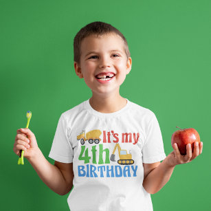 4. Geburtstagsbaufahrzeug Niedliche Kinder T-Shirt