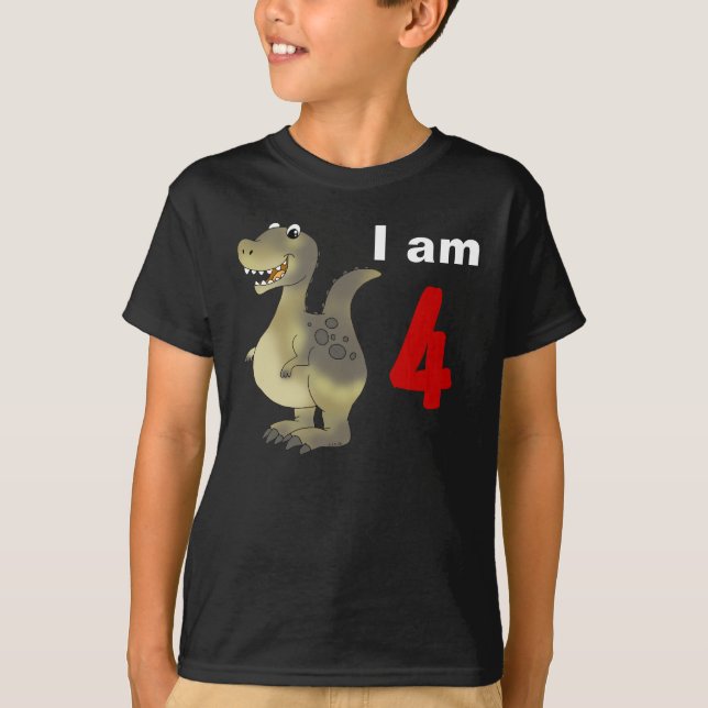 4. Geburtstagsdinosaurier-Geschenkidee T-Shirt (Vorderseite)