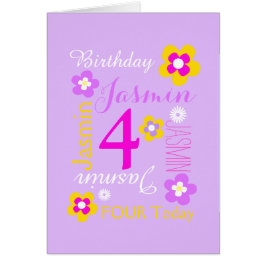 4. Geburtstagsfeier Blume grafisch lila rosa