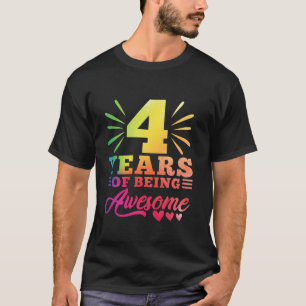 4. Geburtstagsfeier Gefärbte Krawatte 4 Jahre alt T-Shirt