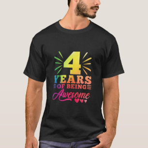 4. Geburtstagsfeier Gefärbte Krawatte 4 Jahre alt T-Shirt