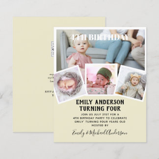 4. Geburtstagsfoto Collage Invite Boy Girl Mixed