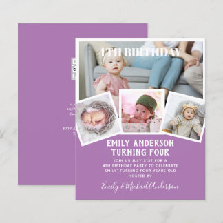 4. Geburtstagsfoto Collage Invite Boy Girl Mixed