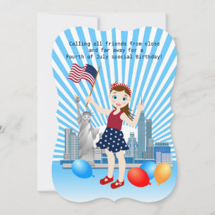4. Geburtstagskarte mit US-Flagge Einladung