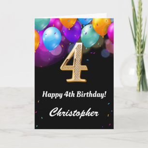 4. Geburtstagskarte Schwarz und Gold farbenfrohe B Karte