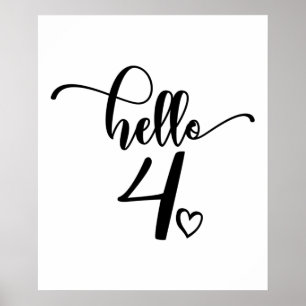 4. Geburtstagskinder Hallo Vier Niedlichen 4 Jahre Poster