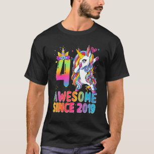 4. Geburtstagsmädchen Teens Dabbing Einhorn 4 Jahr T-Shirt
