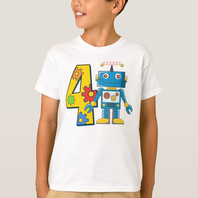 4. Geburtstagsrobot T-Shirt (Vorderseite)