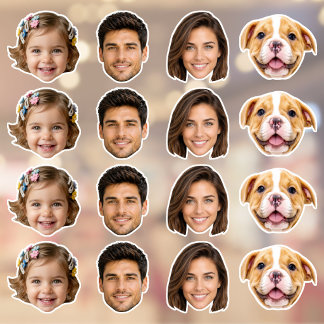4 Gesichts-Cutout-Fotos Benutzerdefiniert zugeschn Aufkleber