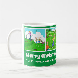 4 Golf-Themen-Cartoons zum Personalisieren. Kaffeetasse