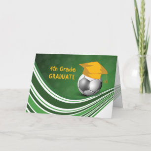 4. Grad-Abschluss, Fußball-Ball und Hut Karte