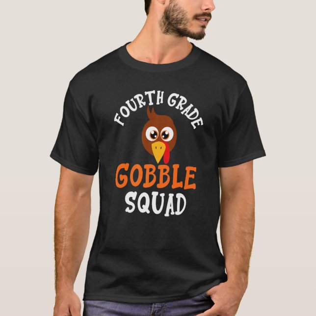 4. Grade Gobble Squad Erntedank Lehrer Kinder T-Shirt (Vorderseite)