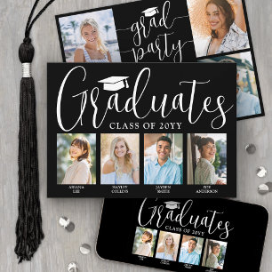 4 Grads Fotos Gemeinsame Abschlussfeier Schwarz We Einladung
