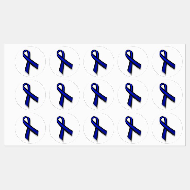 4 große Thin Blue Line Memorial Ribbons Etiketten (Blatt)