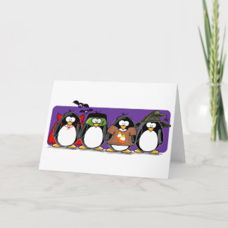 4 Halloween-Pinguine Karte